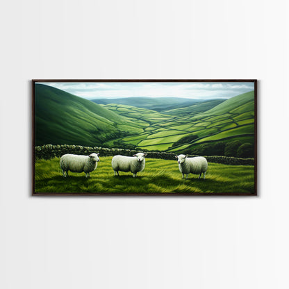 Scottish Highlands Canvas Print | Scottish Farmhouse Wall Art | Painting of Sheep in Scotland | Scotland Landscape Oil Painting
