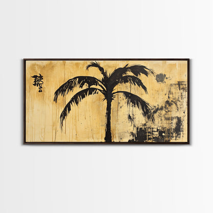 Palm Tree Abstract Painting Print, Coastal Decor, Framed Canvas Ready To Hang, Nautical Painting, Coastal Home Decor, Living Room Palm Tree Art