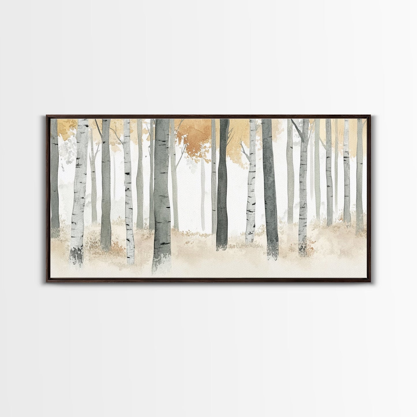 Aspen Trees Oil Painting Print Canvas, Autumn Aspens Print, Muted White Winter Wall Art, Country Farmhouse Wall Decor, Abstract Landscape Art