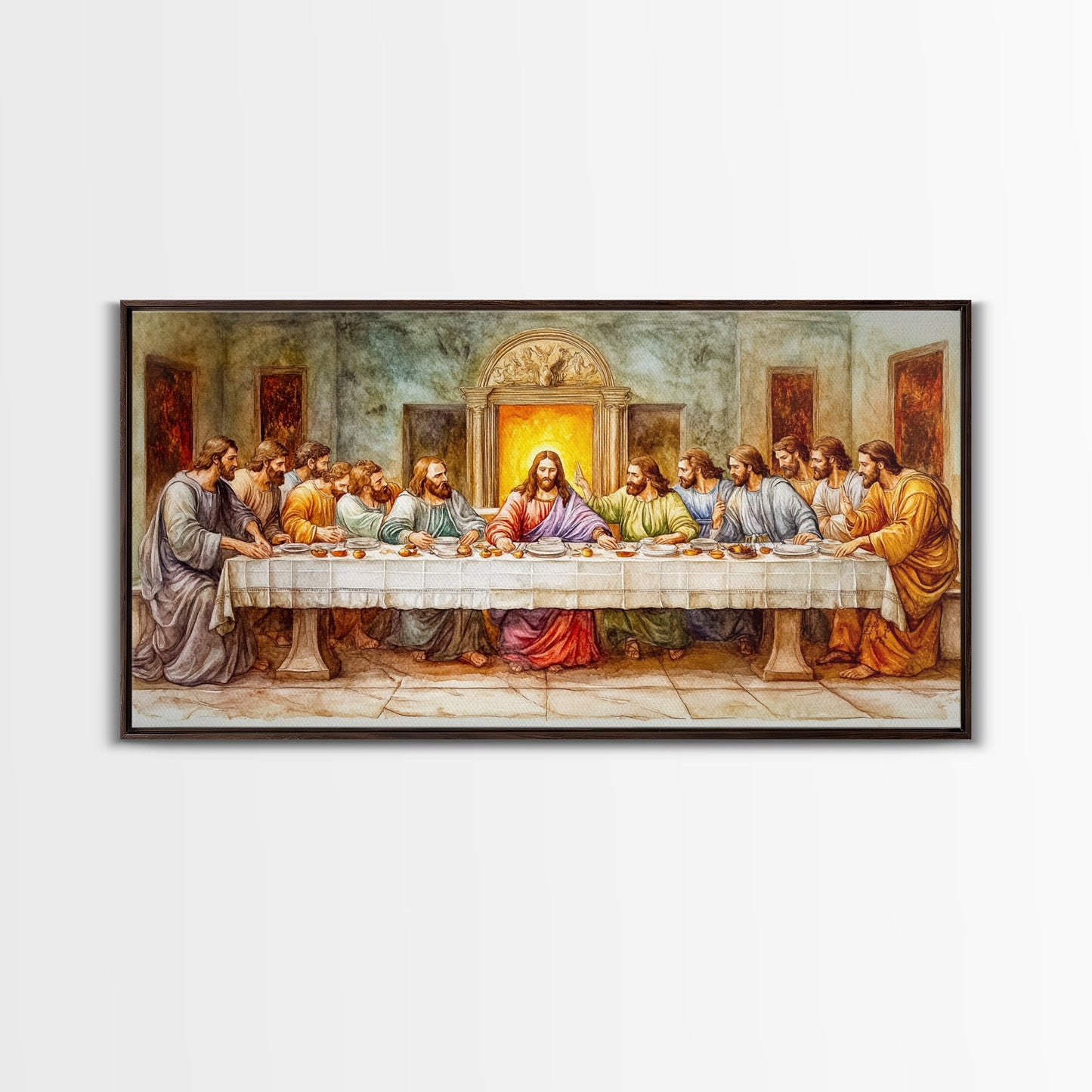 The Last Supper Reimagined - Framed Canvas Print - Christian Wall Art - Christian Decor - Jesus Painting - Jesus Art