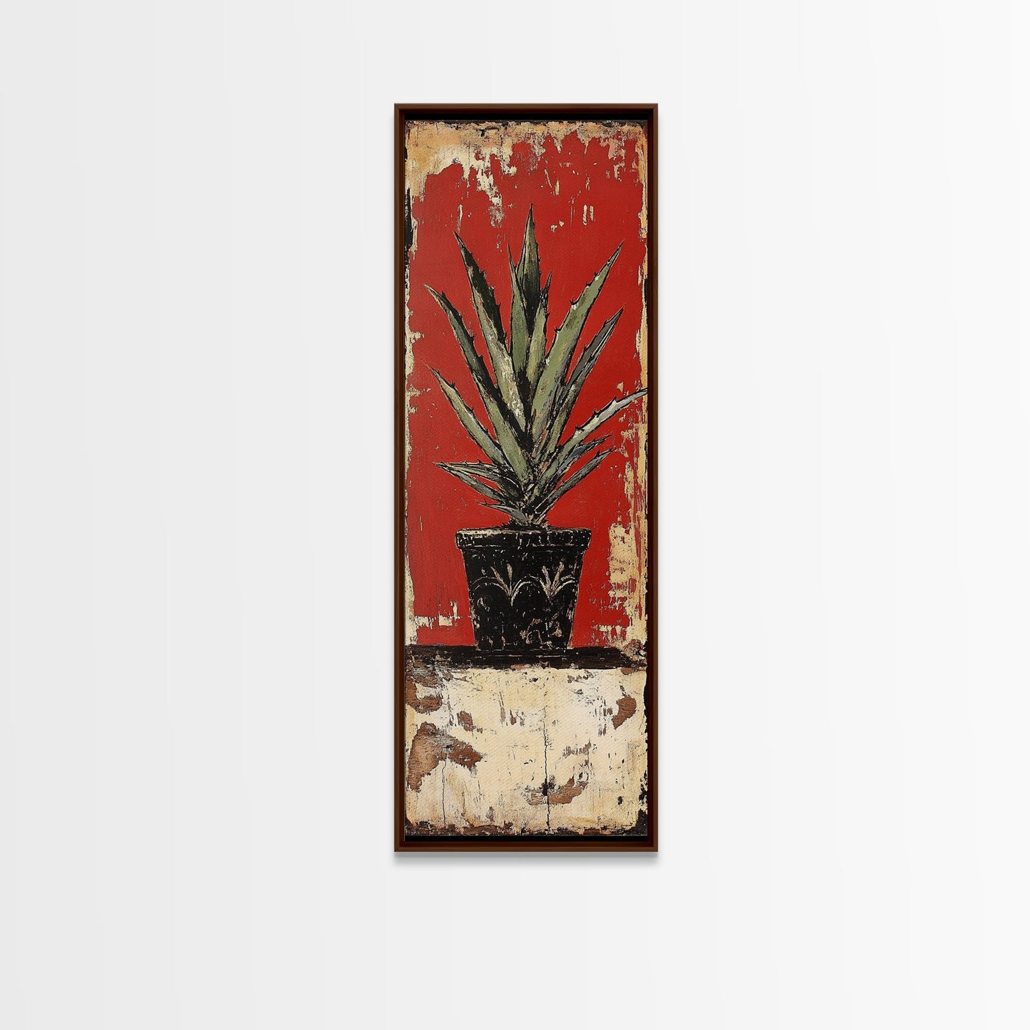 Agave Plant in Red Pot Canvas Print Southwest Wall Art Rustic Decor Botanical Prints Bold Colors Living Room Art