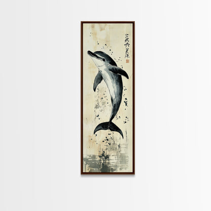 Canvas Print Dolphin Painting Coastal Nautical Wall Art with Splash Effect, Living Room Above Sofa Art, Bedroom Decor, Coastal Art Print