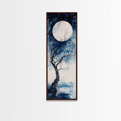 Canvas Print Full Moon with Tree Art, Dark Romance Rustic Wall Decor, Unique Above Couch Art, Moody Bedroom Decor Gift Idea
