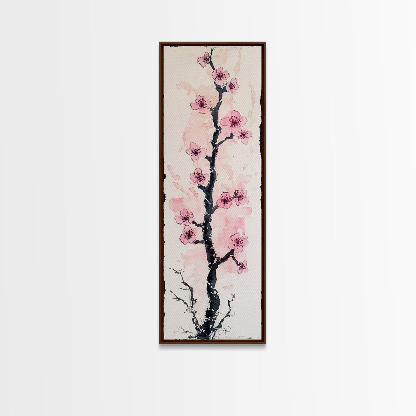 Delicate Cherry Tree in Bloom Painting - Canvas Print for Japanese Floral Art, Spring Blossom Decor, Nature-Inspired Wall Art, Botanical Print