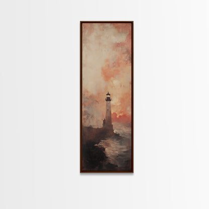 Lighthouse Wall Art Framed Canvas Print - Sunset Wall Art - Coastal Decor - Nautical Decor