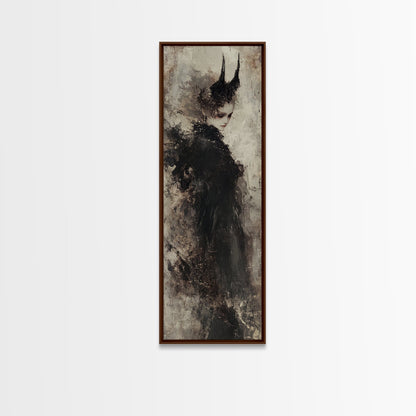 Framed Canvas Print of Dark Angels Wall Art with Gothic Aesthetic, Moody Art, Ozymandias Art, Unique Gift Idea, Long Narrow Wall Art, Tall Skinny Art