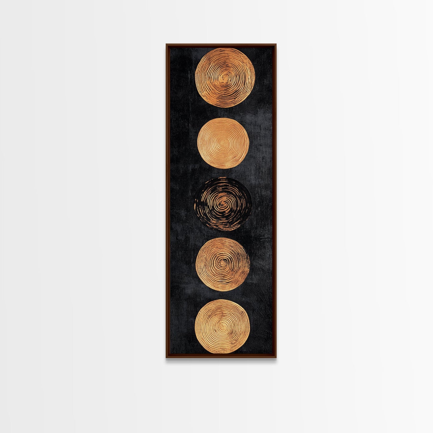 Canvas Print of Gold and Black Sacred Geometry Art, Moroccan Wall Art, Mosaic Style Decor, Tall Narrow Art, Skinny Wall Art, Living Room Art