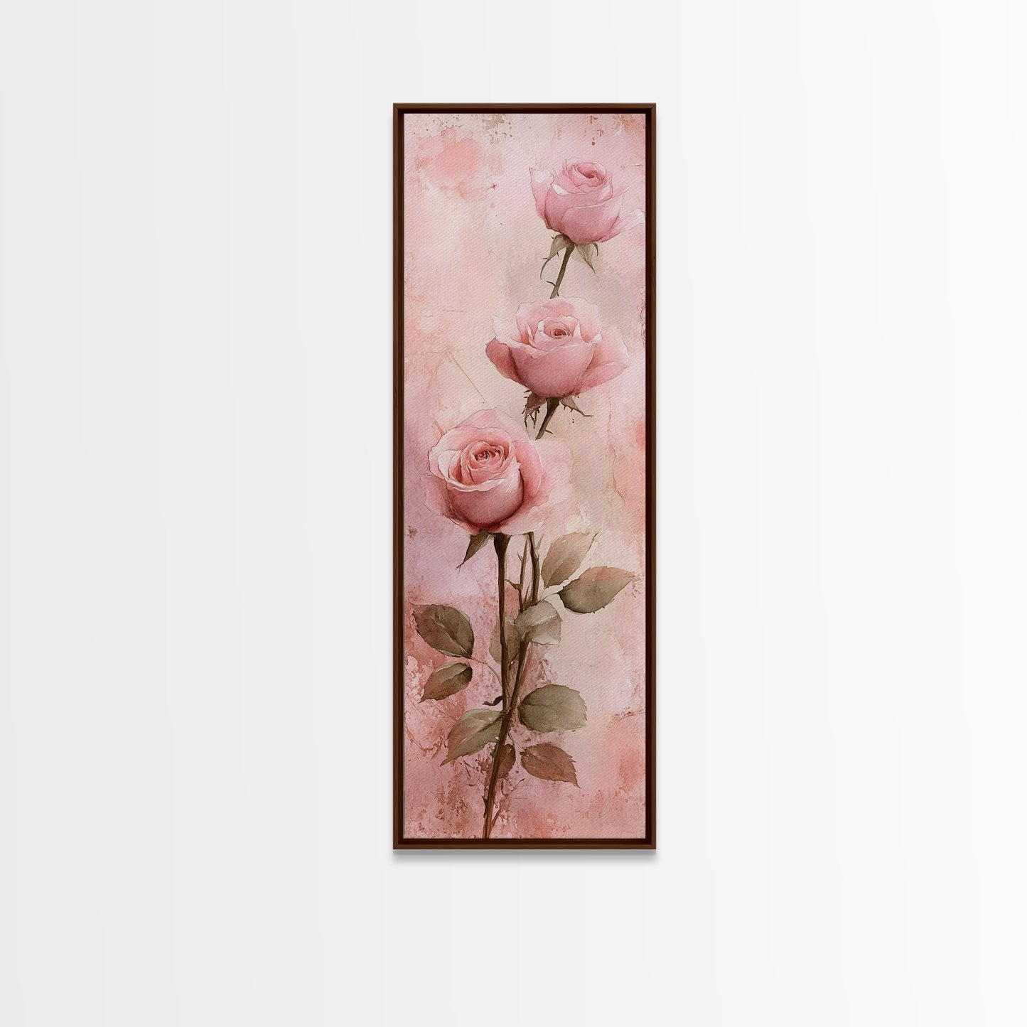 Rose Painting Framed Canvas Print Light Pink Wall Art Botanical Prints Above Sofa Art Living Room Art Rustic Wall Art Gift Idea