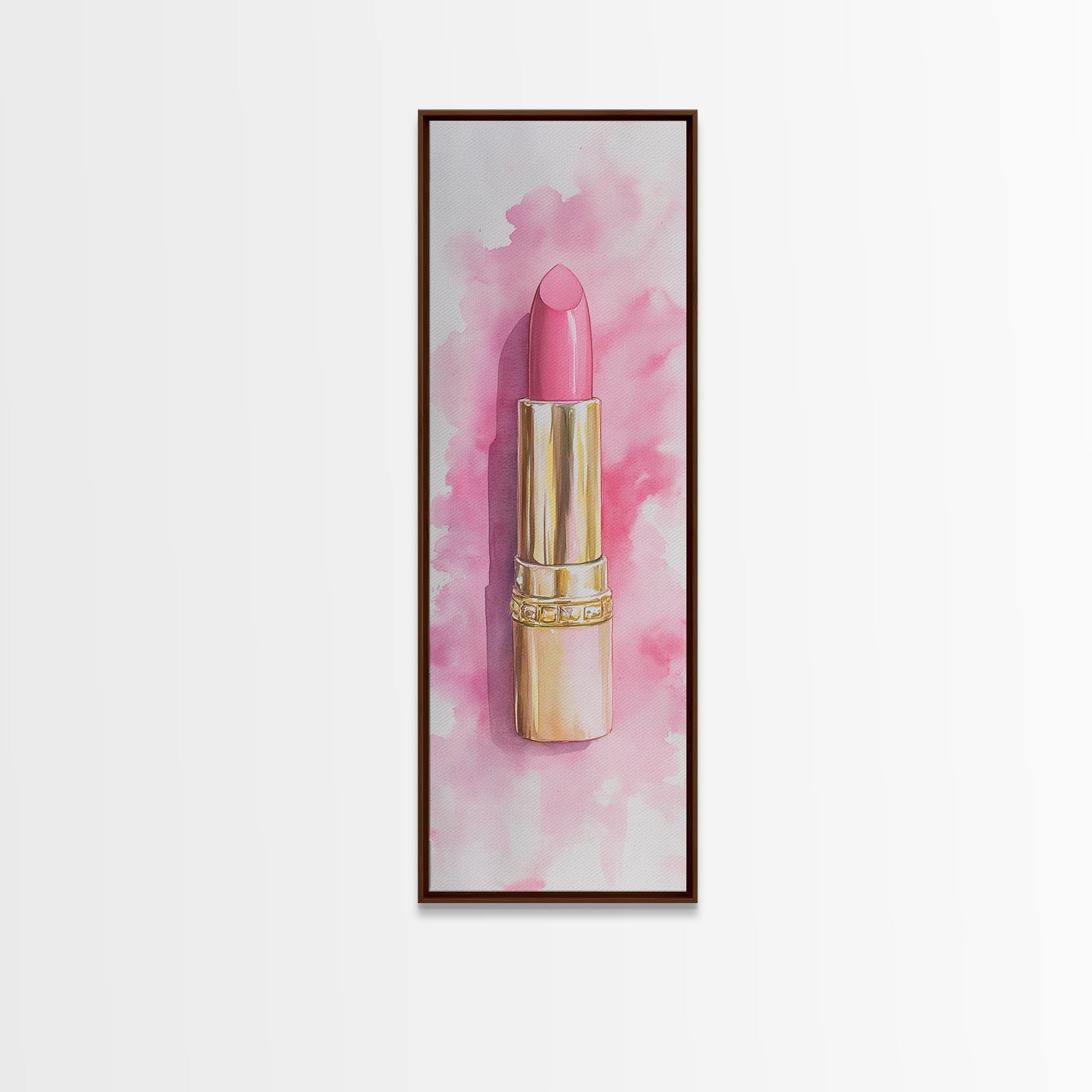Pink Lipstick Canvas Print Feminine Pink Abstract Art Light Pink Wall Art Whimsical Art Rustic Decor Vertical Gift Idea Above Sofa