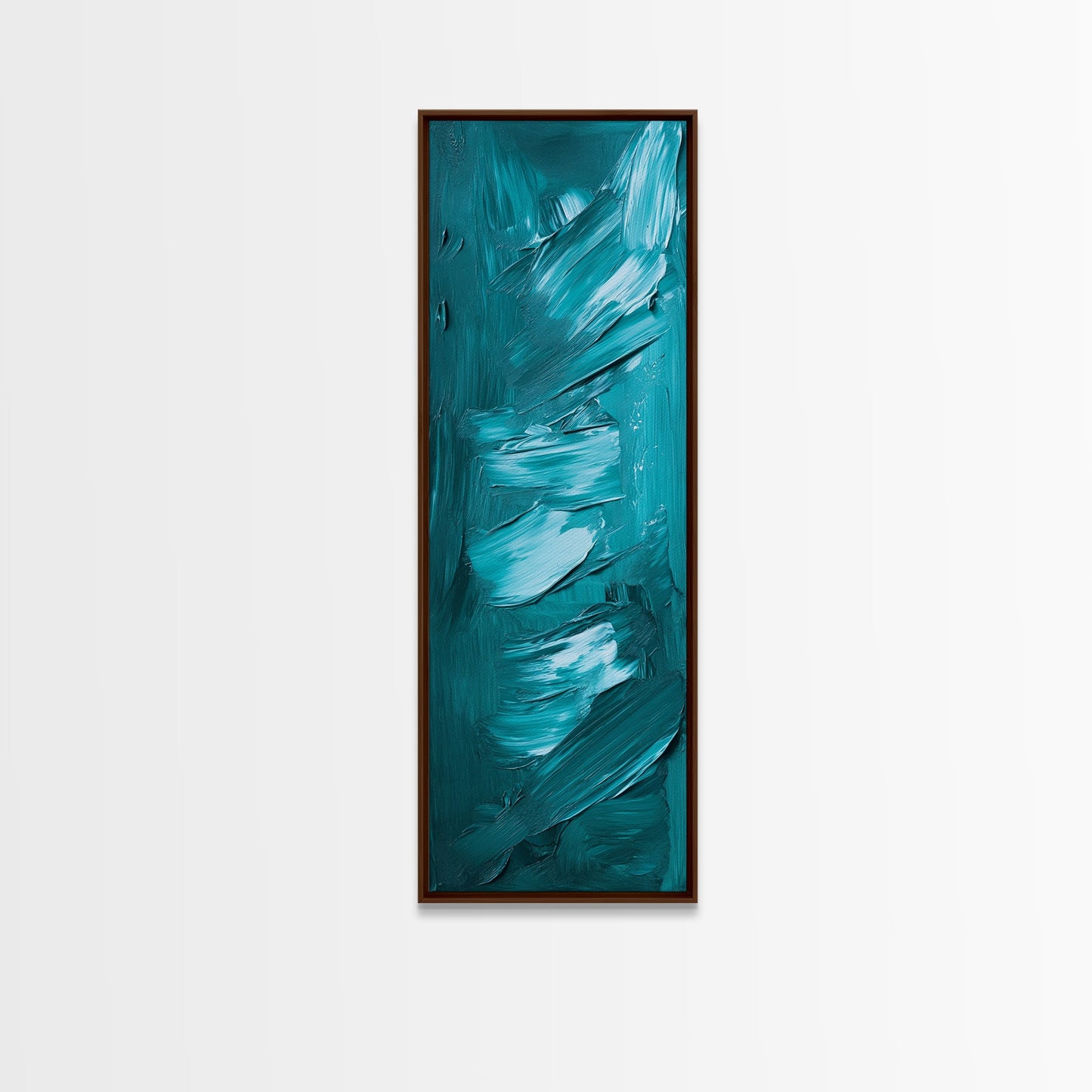 Textured Brushstroke Framed Canvas Print in Bold Teal, Geometric Wall Art, Vertical Wall Art, Coastal Decor, Bedroom Art, Gift Idea