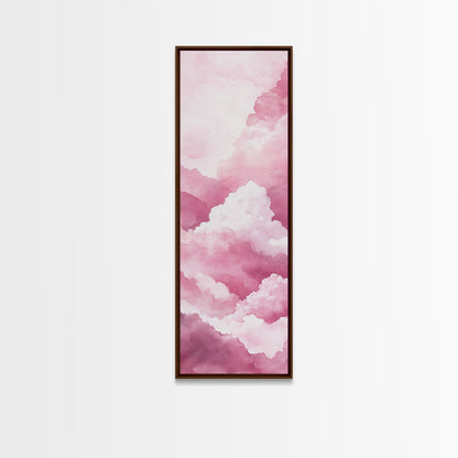 Dreamy Pink Clouds Canvas Print Light Pink Wall Art Vertical Living Room Art Minimalist Decor Bedroom Above Bed Wabi Sabi Art