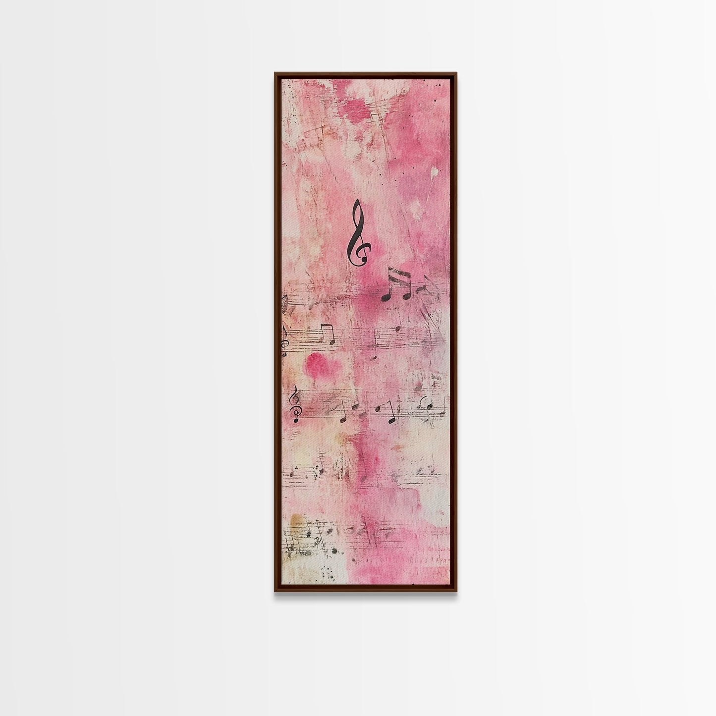 Musical Notes Abstract Canvas Print Pink Abstract Art Whimsical Art Rustic Decor Gift Idea Music Lovers Light Pink Wall Art