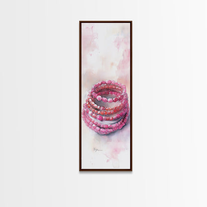 Gemstone Stack Canvas Print Whimsical Watercolor Art Pink Crystal Wall Art Bedroom Decor Gem Lover Unique Living Room Art