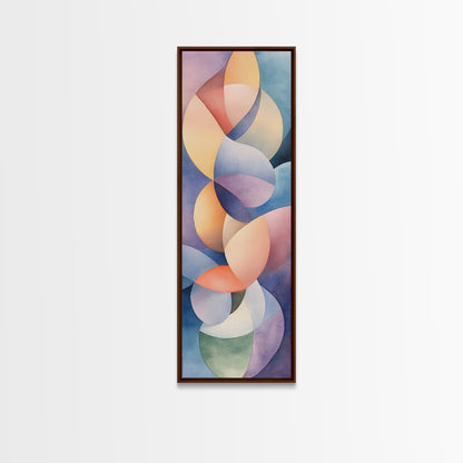 Bright Abstract Swirls Framed Canvas Print Colorful Geometric Wall Art Minimalist Boho Art Vertical Home Accent Gift Idea