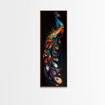Whimsical Peacock Wall Art Canvas Print with Bold Modern Design and Boho Decor, Perfect Accent for Bedroom or Living Room Art