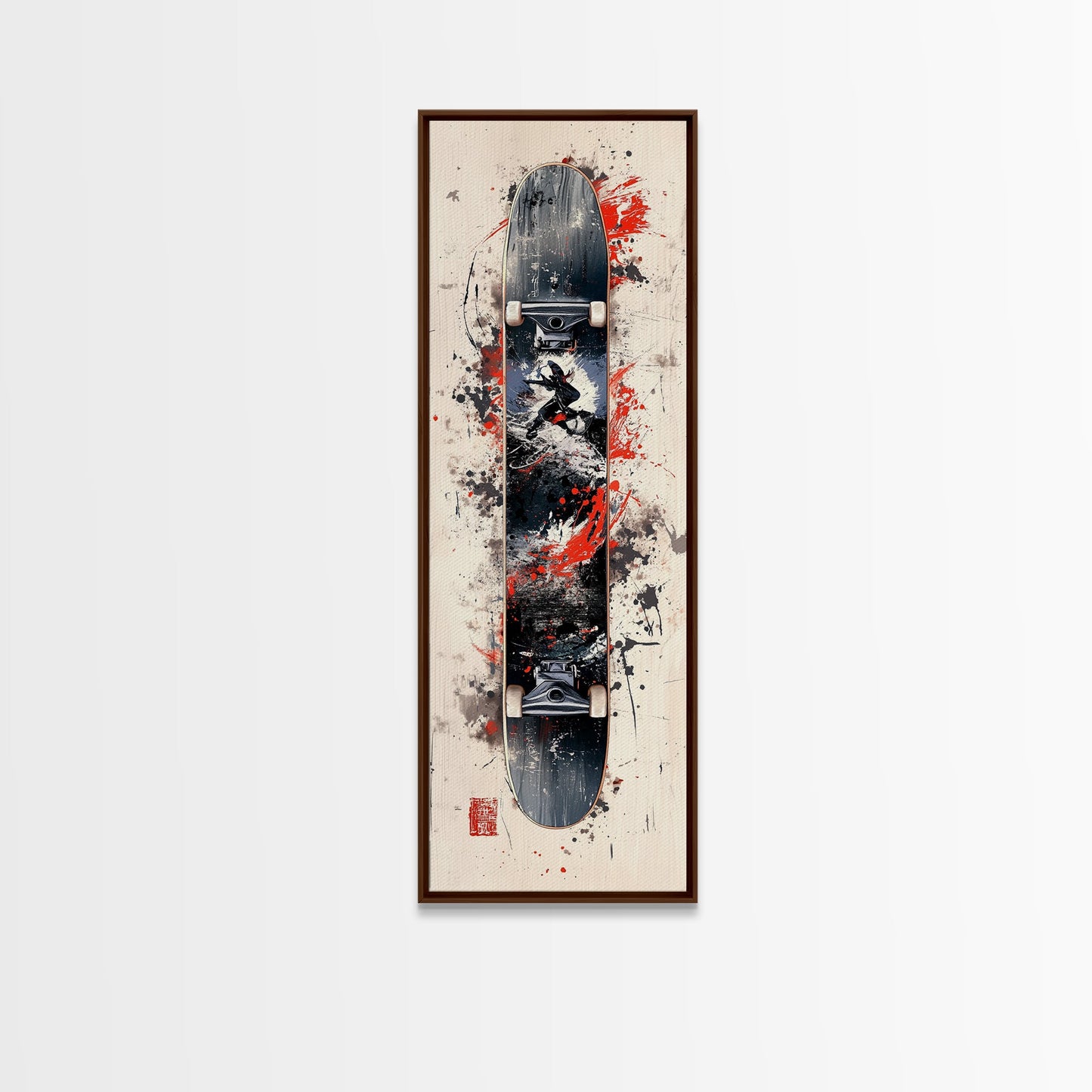 Graffiti Style Skateboard Canvas Print, Abstract Red and Black Wall Art, Urban Skateboard Art, Gift Idea for Living Room or Bedroom