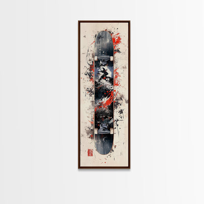 Graffiti Style Skateboard Canvas Print, Abstract Red and Black Wall Art, Urban Skateboard Art, Gift Idea for Living Room or Bedroom