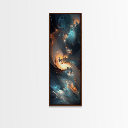 Radiant Sky Abstract Blue Wall Art Framed Canvas Print Coastal Decor Moody Wall Art Extra Wide Art Horizontal Panoramic