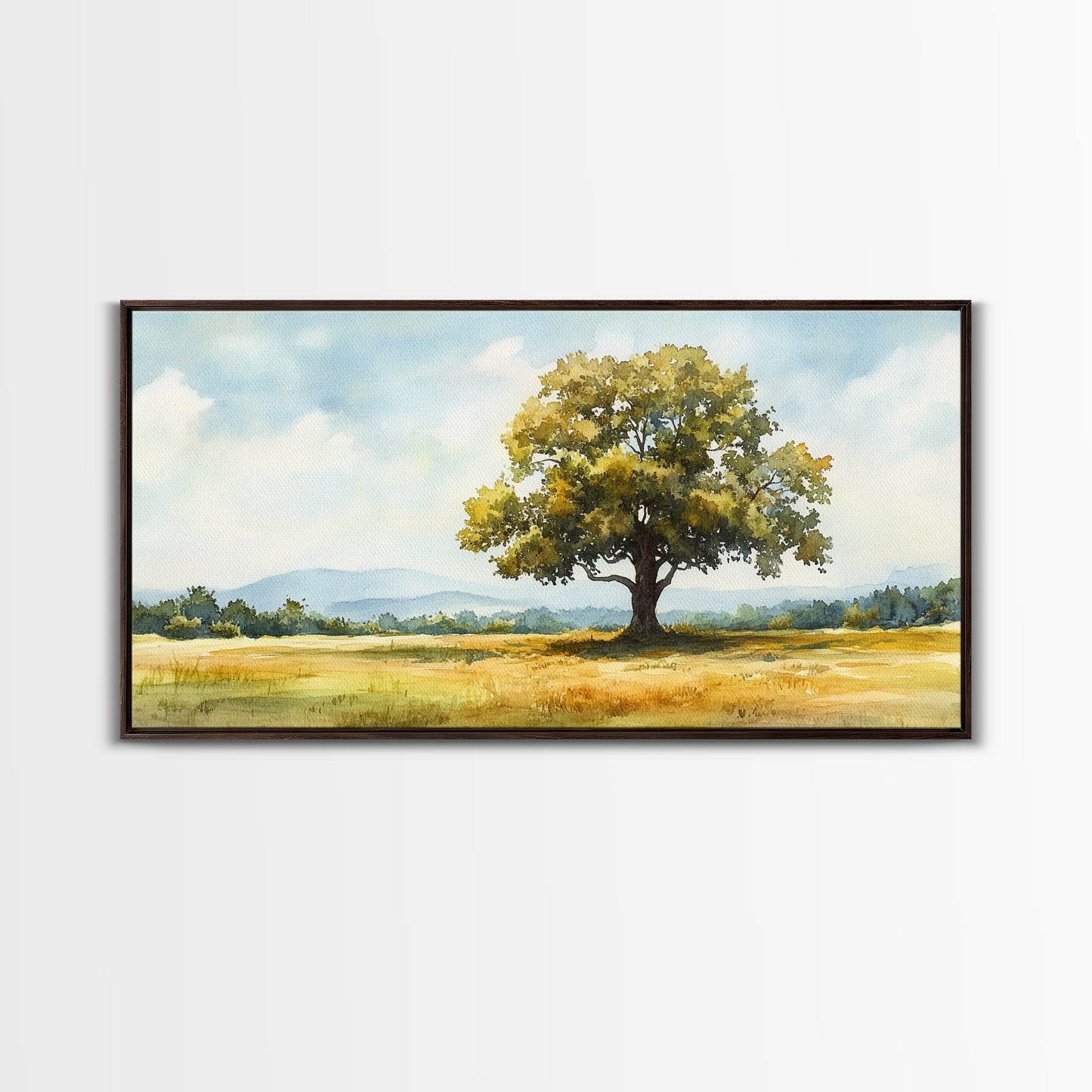 Oak Tree Art Landscape Painting Framed Canvas Print Rustic Decor Living Room Art Original Artwork Above Couch Wall Art Nature Scene