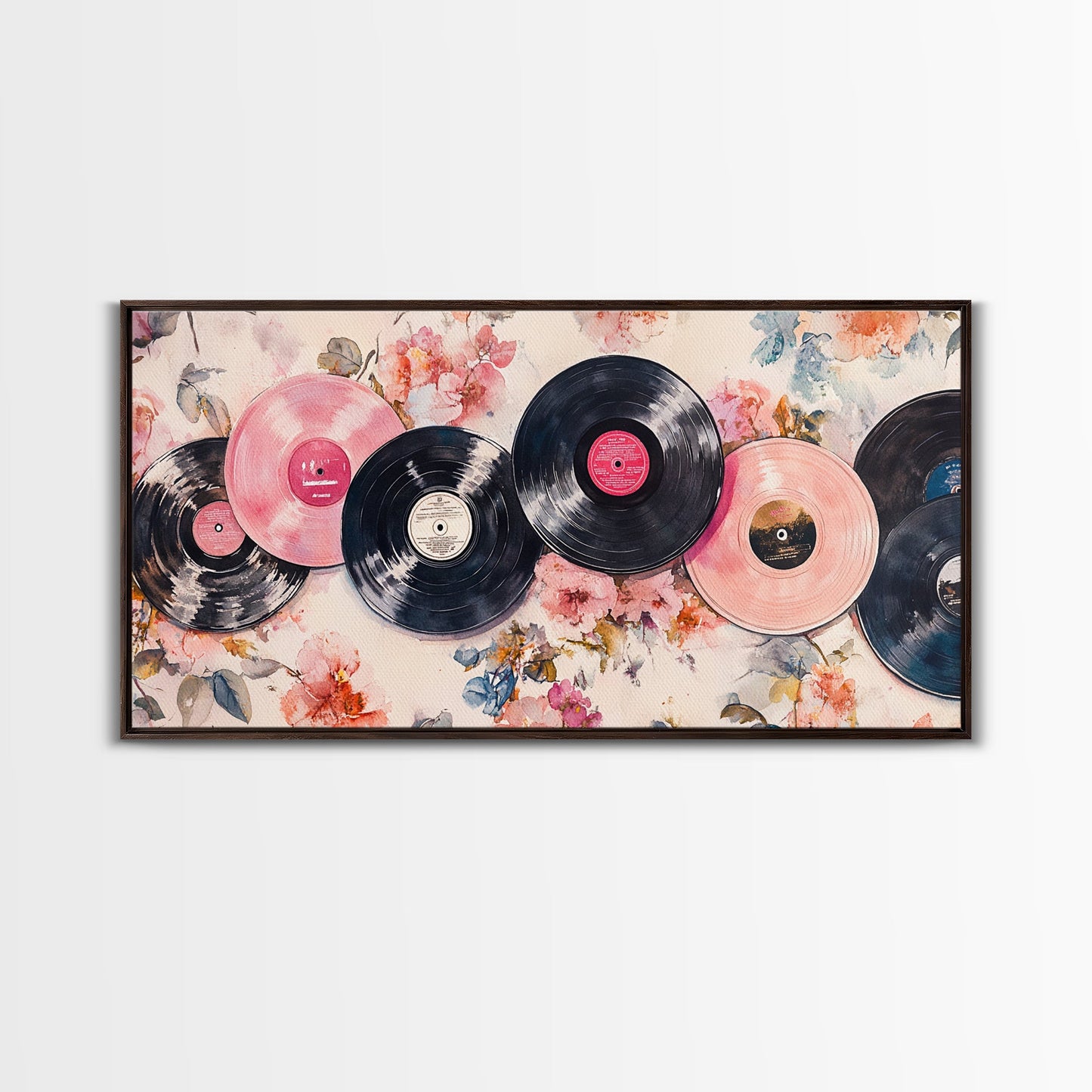 Vinyl Record Nostalgia Canvas Print Featuring Music Wall Art Retro Wall Art Pink Wall Art Moody Art Rustic Art Guest Room Living Decor