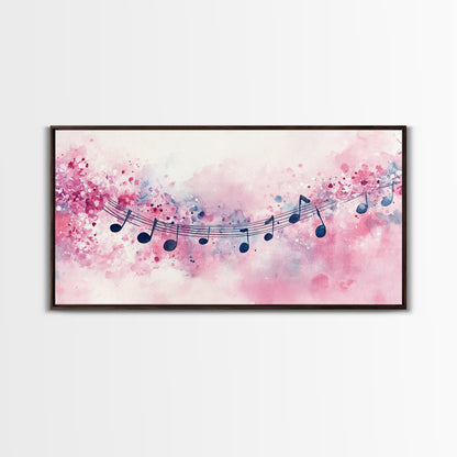 Music Notes Canvas Print Pink Abstract Art Musical Gift Idea Therapy Room Decor Boho Minimalist Wall Art Living Room Accent
