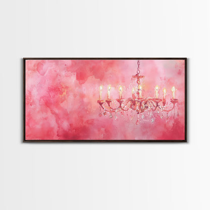 Pink Chandelier Canvas Print Glamorous Light Pink Wall Art Elegant Boho Minimalist Living Room Bedroom Art Framed Christmas Decor