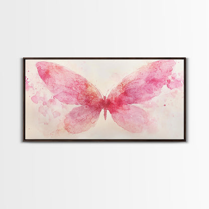Pink Butterfly Canvas Print Whimsical Art Light Pink Wall Art Angel Art Prints Above Bed Wall Art Bedroom Decor Gift Idea