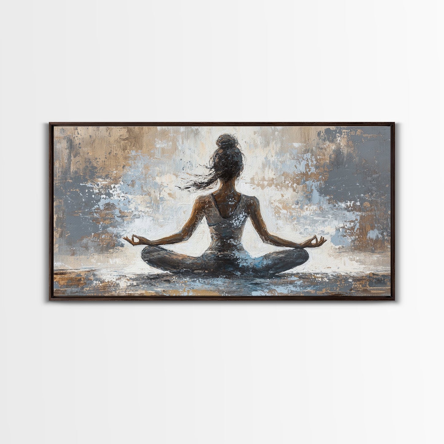 Yoga Pose Canvas Print Zen Abstract Meditation Wall Art Neutral Living Room Modern Therapy Art Gift Idea Unique Minimalist Decor