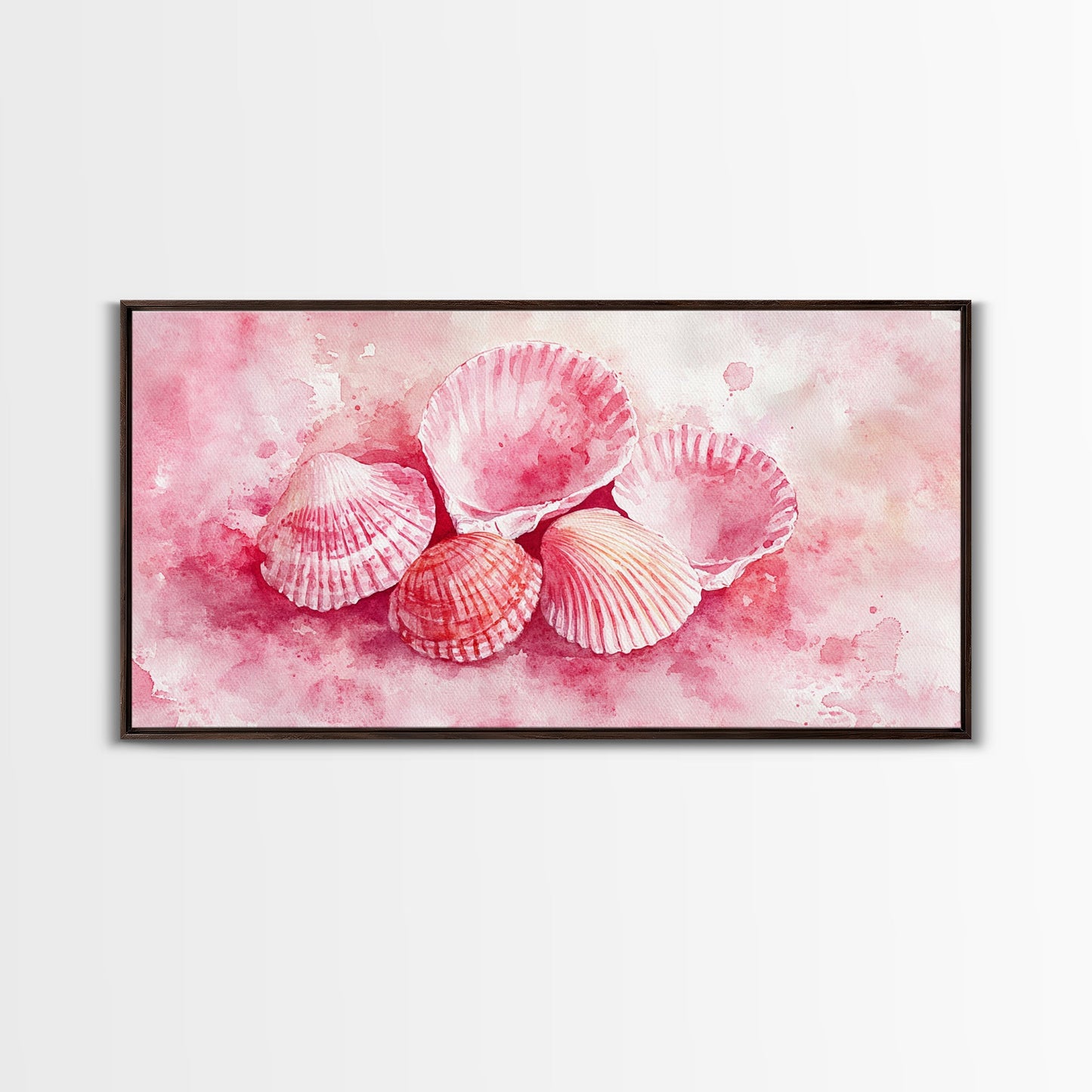 Coastal Shell Canvas Print | Pink Coastal Cowgirl Wall Art | Nautical Inspired Decor | Beach Themed Framed Artwork | Living Room Art