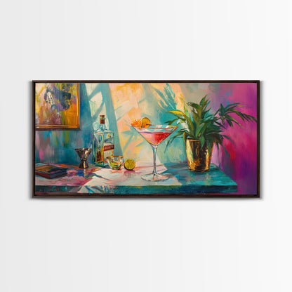 Martini Cocktail Canvas Print Colorful Bar Wall Art Vibrant Foodie Home Decor Gift Idea Kitchen Modern Party Drink Art Living Room