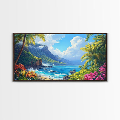 Tropical Beachscape Canvas Print Coastal Landscape Art Hawaii Decor Living Room Art Above Couch Art Nautical Wall Art Gift Idea
