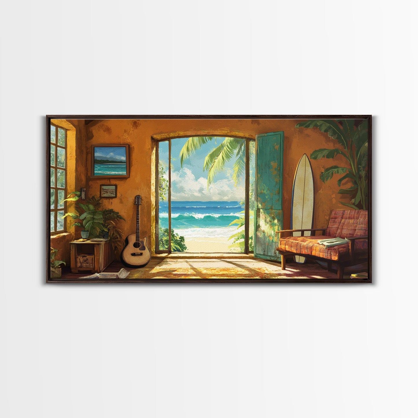 Ocean Retreat Leinwanddruck Küstendeko Rustikale maritime Wandkunst für über dem Sofa Tropische Strandzimmerkunst Bauernhauskunst Geschenkidee