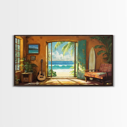 Ocean Retreat Leinwanddruck Küstendeko Rustikale maritime Wandkunst für über dem Sofa Tropische Strandzimmerkunst Bauernhauskunst Geschenkidee