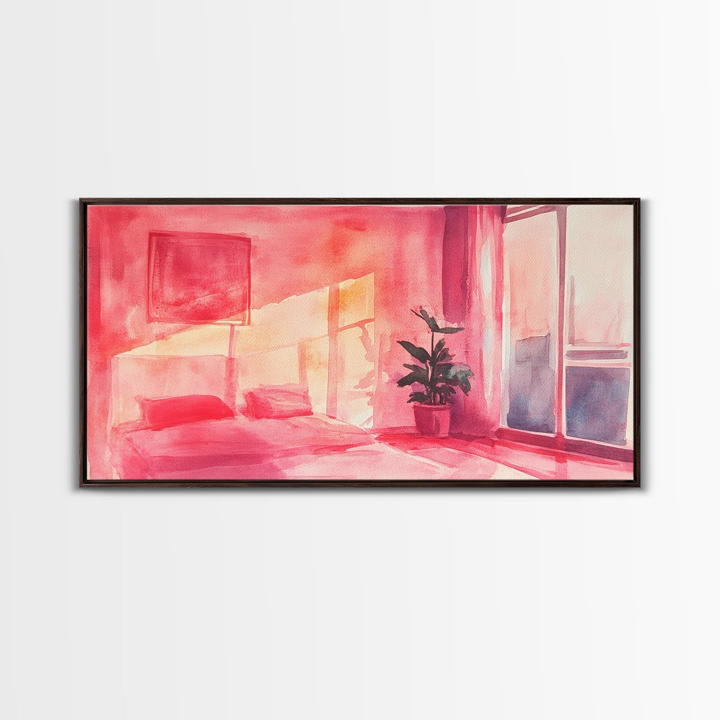 Sunny Bedroom Canvas Print Light Pink Wall Art Minimalist Decor Cherry Wall Art Therapy Art Rustic Bedroom Art Boho Art Gift Idea