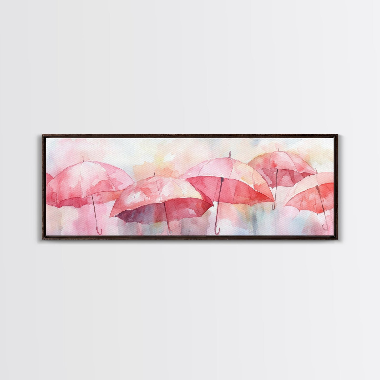 Umbrella Canvas Print Featuring Light Pink Abstract Art, Boho Minimalist Decor, Romantic Living Room or Guest Room Coastal Wall Art