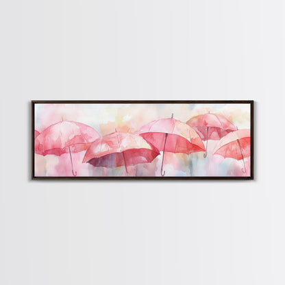 Umbrella Canvas Print Featuring Light Pink Abstract Art, Boho Minimalist Decor, Romantic Living Room or Guest Room Coastal Wall Art