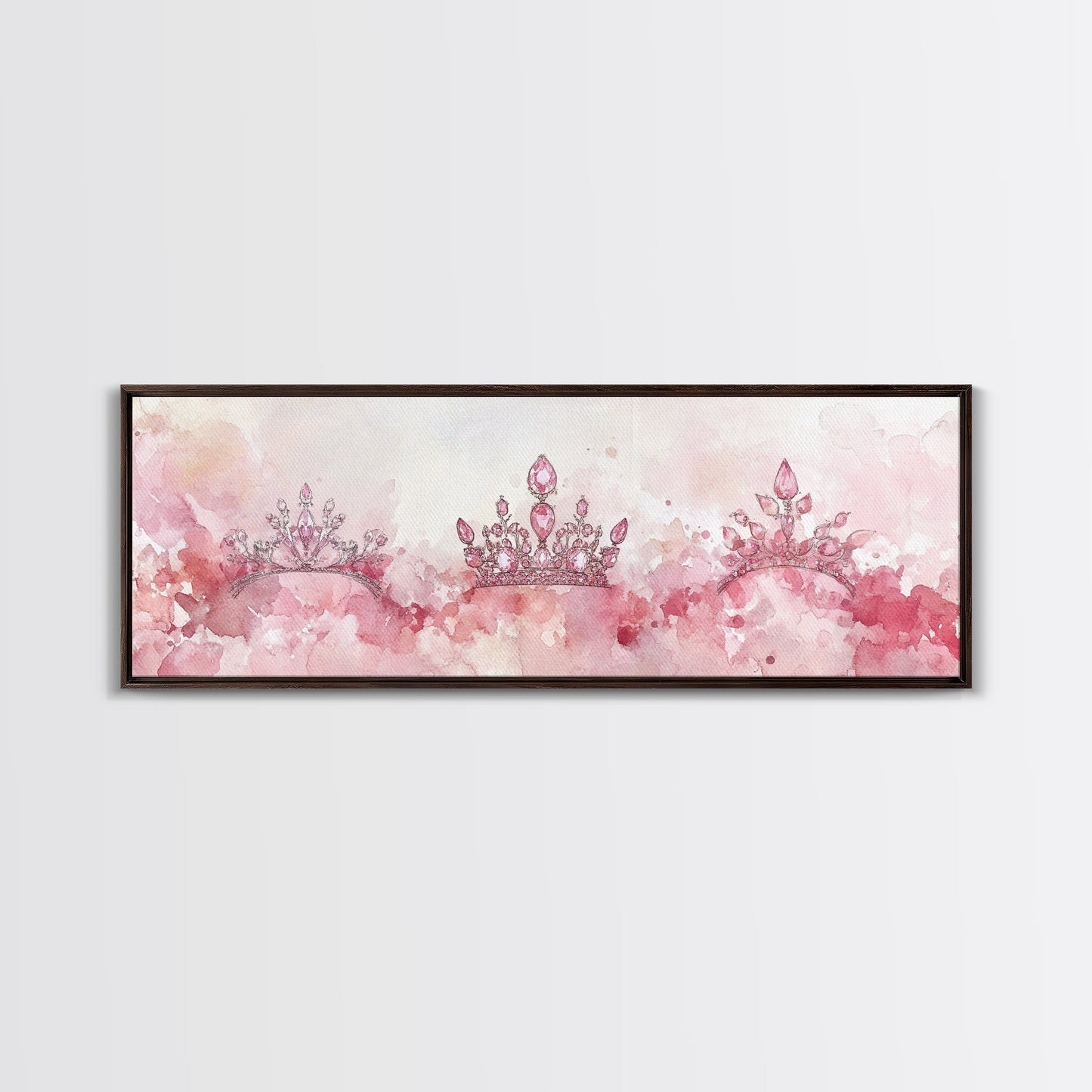 Royal Tiaras Canvas Print Pink Abstract Art Whimsical Decor Goddess Art Wall Art Bedroom Art Princess Aesthetic Horizontal Decor