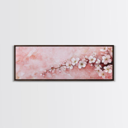 Cherry Blossom Branch Canvas Print, Light Pink Wall Art, Botanical Art, Bedroom Decor, Spring Floral Art, Rustic Wall Art