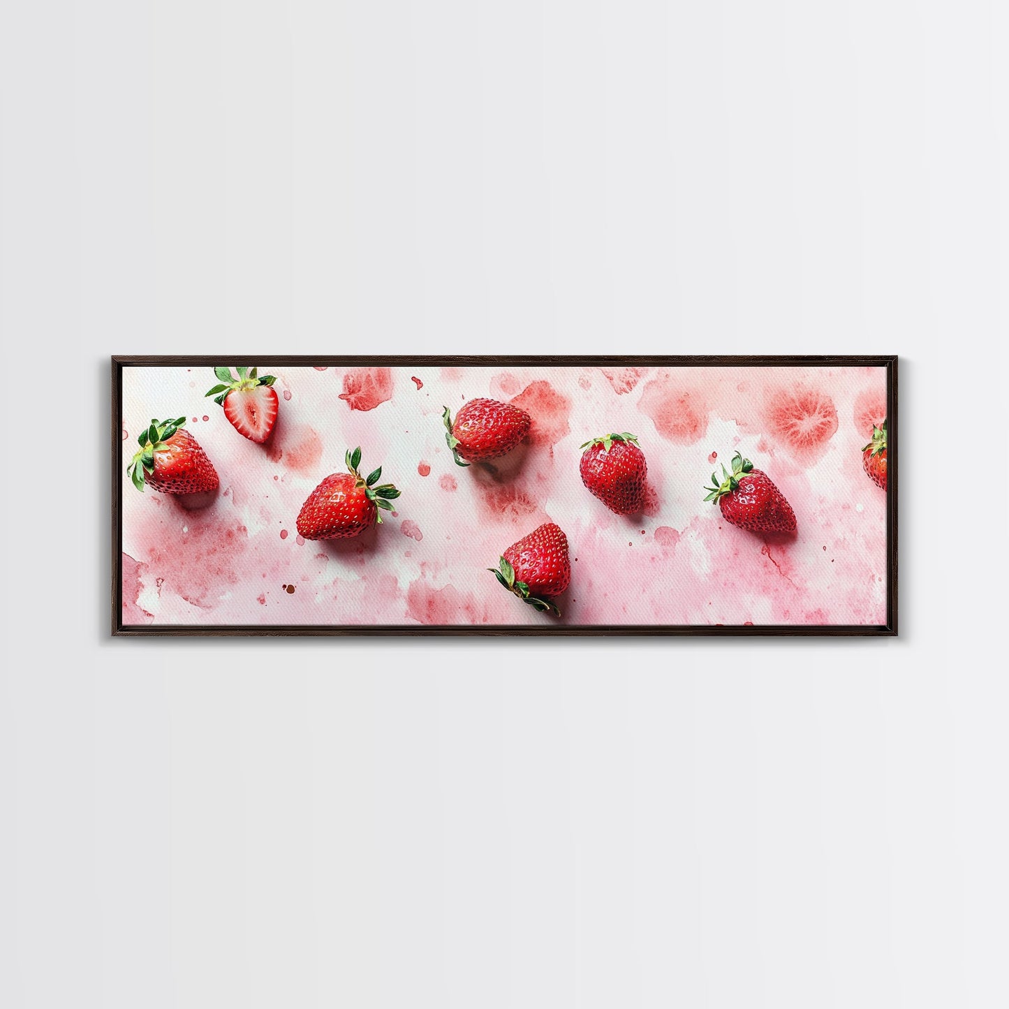 Strawberry Fruit Kitchen Art Framed Canvas Print Rustic Decor Horizontal Wall Art Living Room Art Whimsical Botanical Prints