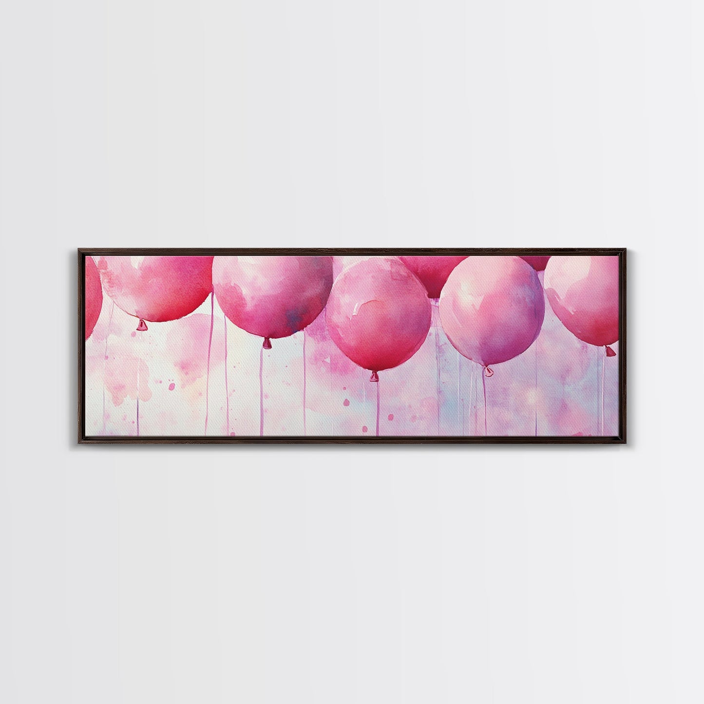 Balloon Party Canvas Print Whimsical Art Pink Abstract Art Light Pink Wall Art Above Sofa Decor Fun Kids Room Artwork Gift Idea