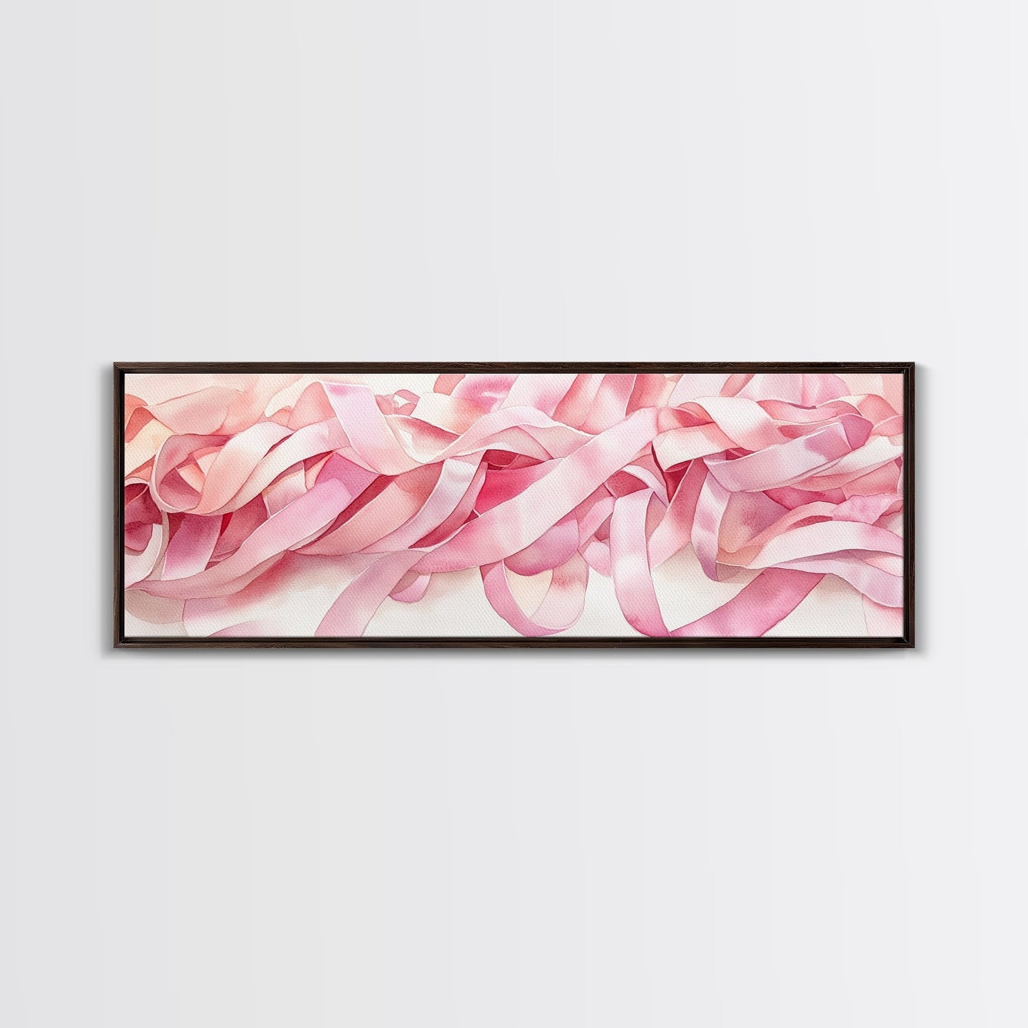 Abstract Ribbon Canvas Print Feminine Pink Abstract Artwork Horizontal Wabi Sabi Decor Minimalist Wall Art Above Sofa Framed Art