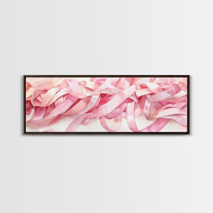 Abstract Ribbon Canvas Print Feminine Pink Abstract Artwork Horizontal Wabi Sabi Decor Minimalist Wall Art Above Sofa Framed Art