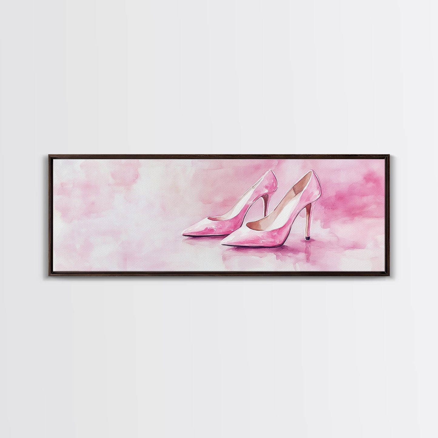 Elegant Pink Heels Canvas Print, Fashion Artwork, Pink Abstract Art, Minimalist Wall Art, Feminine Decor, Light Pink Bedroom Art