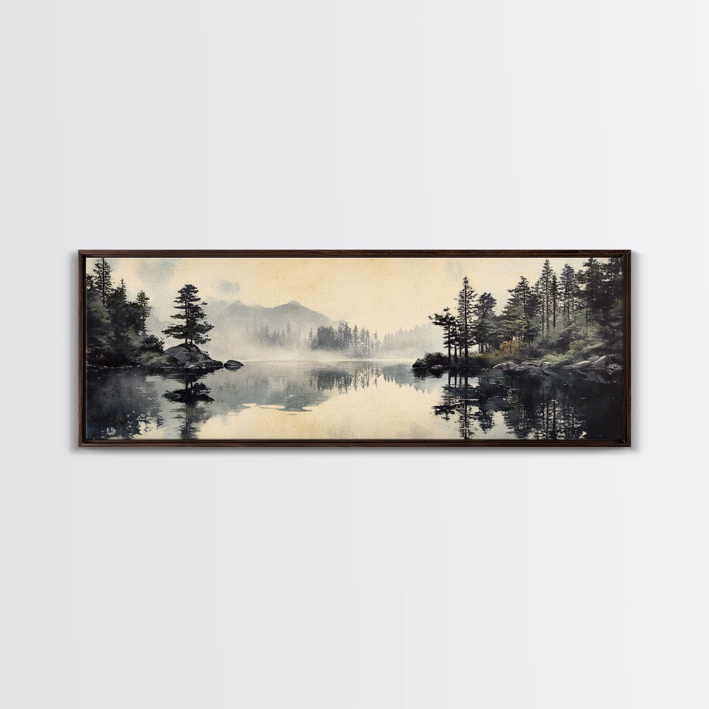 Tranquil Woodland Reflection Canvas Print, Lake Tahoe Art, Smoky Mountain Art, Coastal Landscape Art, Bedroom Art, Rustic Decor