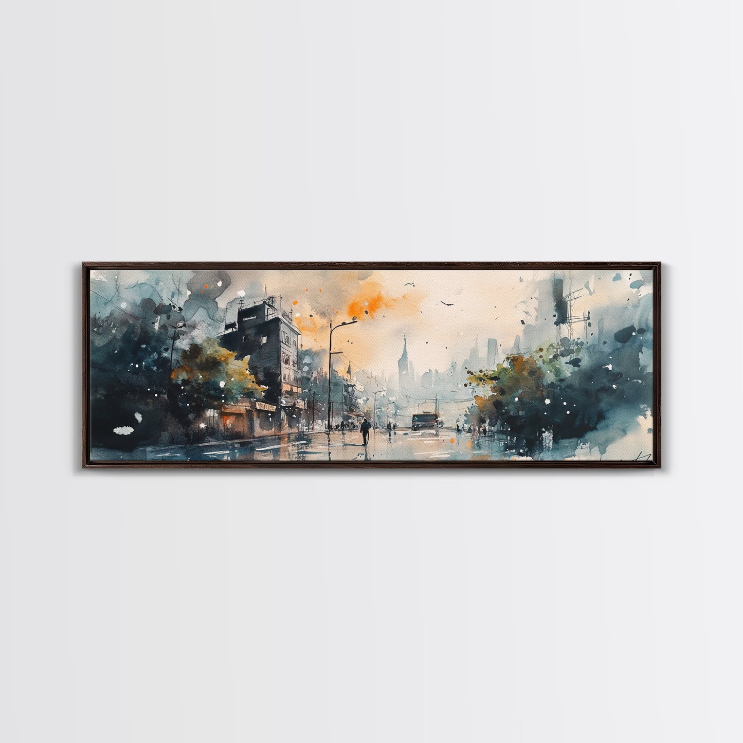 Moody Urban Streetscape Canvas Print, Lofi Art, Southwest Wall Art, Modern Cityscape Art, Above Couch Artwork, Urban Living Room Decor