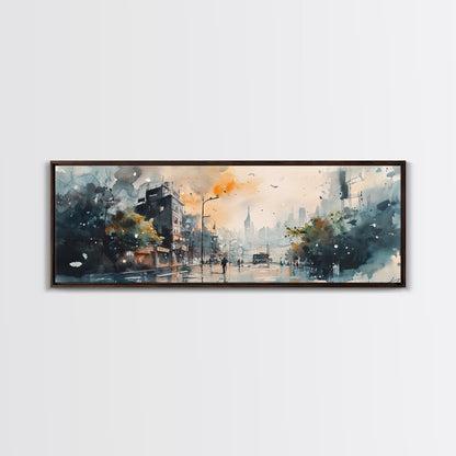 Moody Urban Streetscape Canvas Print, Lofi Art, Southwest Wall Art, Modern Cityscape Art, Above Couch Artwork, Urban Living Room Decor