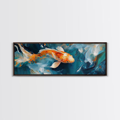 Vibrant Koi Fish Canvas Print, Whimsical Art, Coastal Wall Art, Bedroom Art, Gift Idea, Teal Wall Art, Above Sofa Decor, Nautical Painting