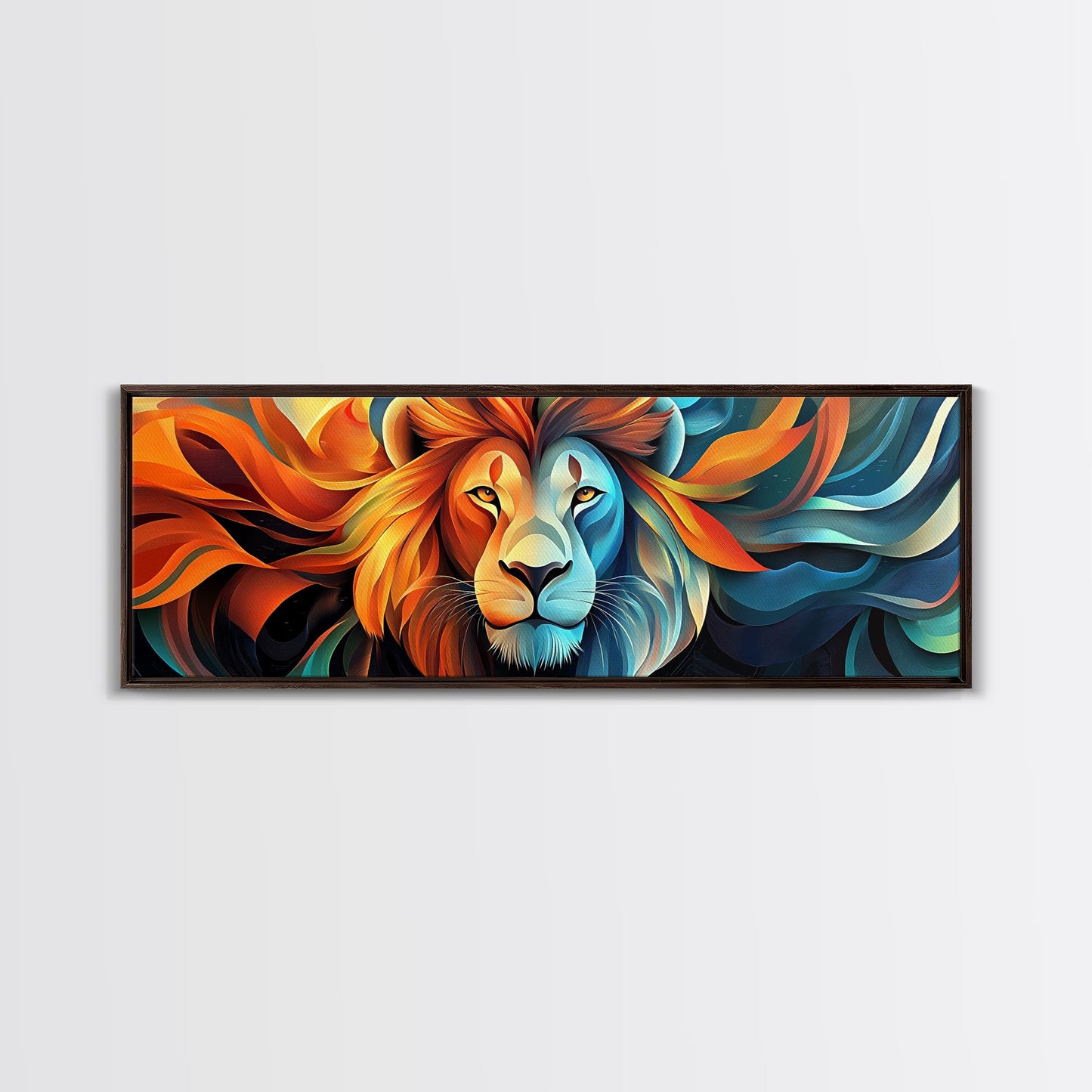 Bold Lion Profile Canvas Print, Whimsical Wall Art, Rustic Decor, Bedroom Art, Living Room Art, Vibrant Painting, Gift Idea