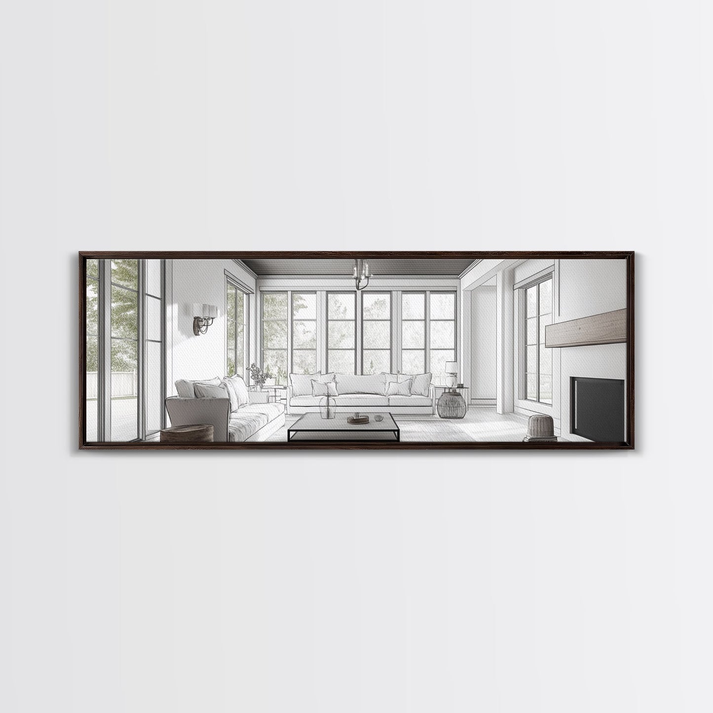Extra Wide Canvas Print Living Room Art Modern Wabi Sabi Art Panoramic Neutral Design Rustic Farmhouse Minimalist Wall Decor