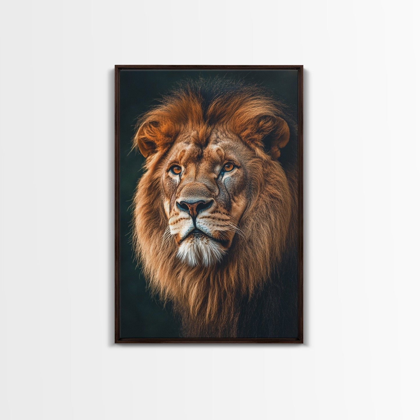 Majestic Lion Portrait Framed Canvas Print – African Art, Rustic Decor, Living Room Wall Art, Gift Idea Wildlife Inspired Home Art